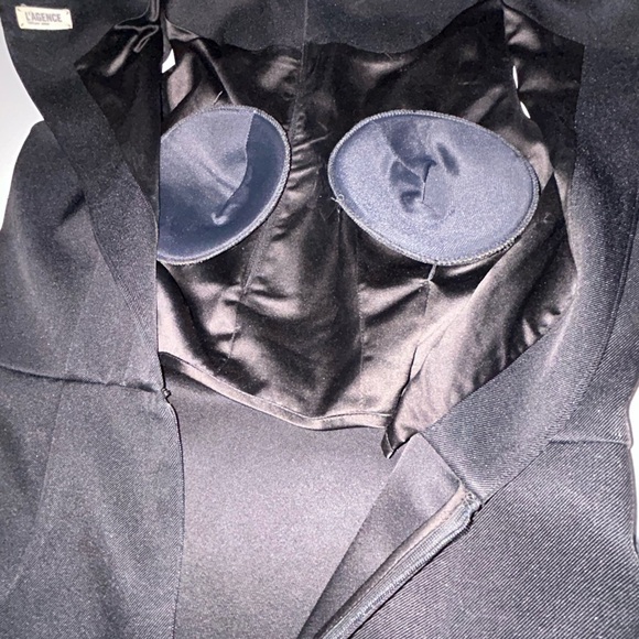 L'AGENCE Trapeze Black Backless A Line Dress Low Cut Keyhole - Picture 10 of 15